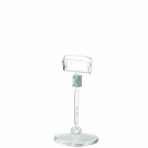 Suport eticheta cu talpa rotunda, din plastic, 50x38mm, H 93mm, transparent