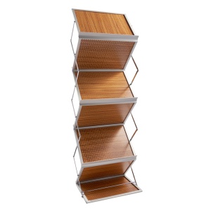 Stand Boston 12 x A4 sau 6 x A3, maro, lemn-aluminiu, pentru brosuri - Img 1