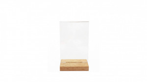 Suport meniu tip T plexiglas A6, baza lemn, dubla fata