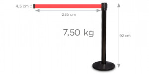 stalp delimitare negru banda rosie