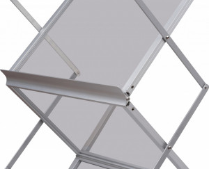 Stand Zigzag 6 x A3, gri, aluminiu, pentru brosuri, in geanta textila