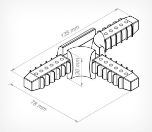dimensiuni conector plastic T SKYTRACK pentru profil