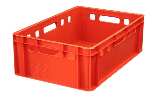 Naveta carne tip E2, Profesionala, 60x40x20cm, Rosu, Plastic HDPE