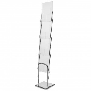 Stand Columbia 4 x A4, gri, plexiglas, pentru brosuri