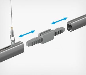 conector liniar SKYTRACK montat in profil de suspendare