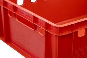 Naveta carne tip E2, Profesionala, 60x40x20cm, Rosu, Plastic HDPE