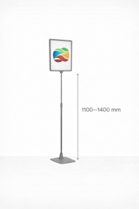 Stand Aluminiu Telescopic Reglabil 1100-1400 mm Gri – Suport Inalt de Podea pentru Afisare