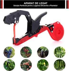 Aparat de legat vita de vie, legume, pomi fructiferi, Danubewd Tools® WD-25, 10 role banda legat, 10.000 capse, lama rezerva - Img 1