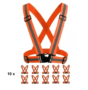 Set 10 hamuri reflectorizante reglabile, banda 4 cm, portocaliu, unisex, universal, Danubewd Tools - Img 1