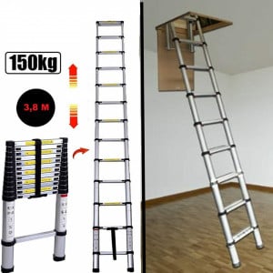 Scara telescopica aluminiu, 13 trepte, 3.8 metri, Danubewd Tools - Img 2