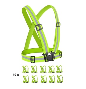 Set 10 hamuri reflectorizante reglabile, banda 4 cm, verde, unisex, universal, Danubewd Tools - Img 1