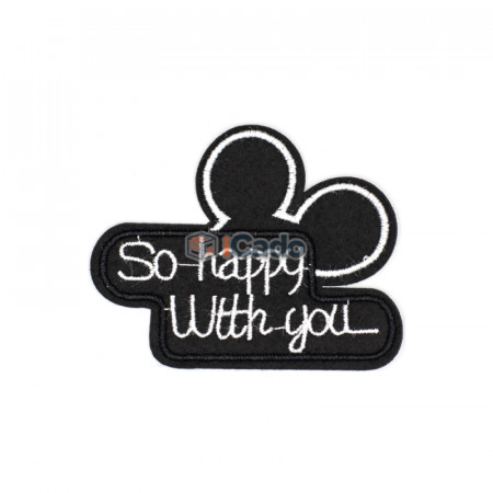 Emblema brodata So happy with you 8.5x6.5cm