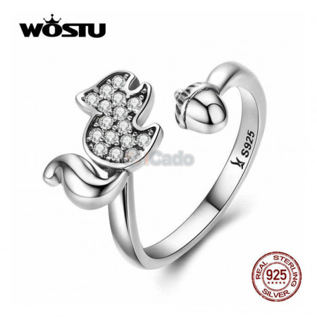 Inel din argint Lovely Squirrel & Pine Cone - WOSTU 925