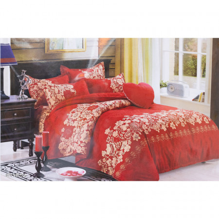 Lenjerie de pat 2 persoane cu 6 piese din bumbac finet dimensiune 240 x 220 cm LP6PF-41