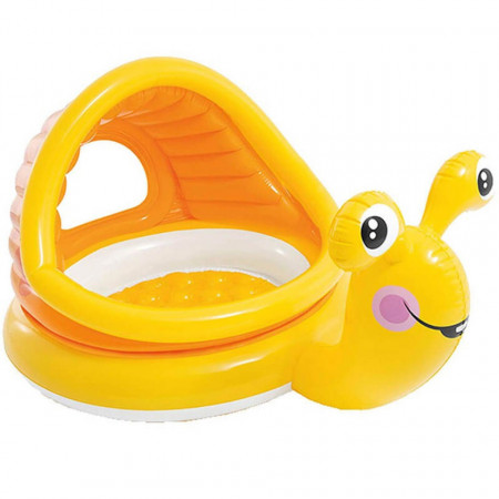 Piscină gonflabilă cu acoperiș pentru copii marca Intex, dimensiune 145 x 102 x 74 cm formă de Melc poza 1