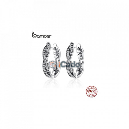 Cercei din argint Twist Of Fate Hoop - BAMOER Authentic 100% 925