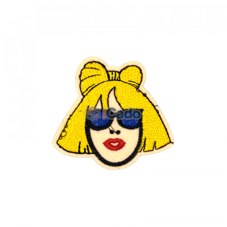 Emblema brodata cu chip de fata 6.5x7cm