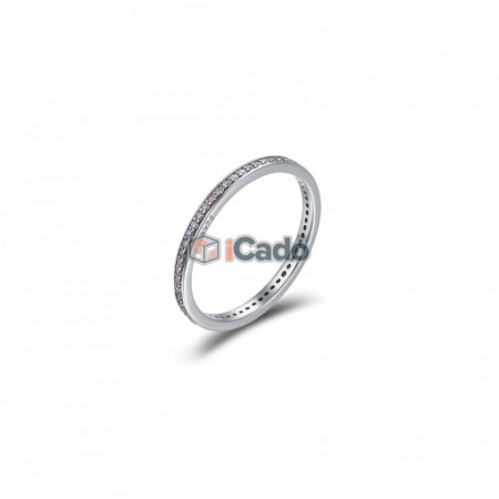 Inel din argint Luminous CZ Round - BAMOER Authentic 925 roz
