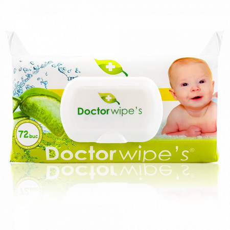 Șervețele umede cu capac Doctor Wipe's cu Aloe Vera, conțin 72 bucăți