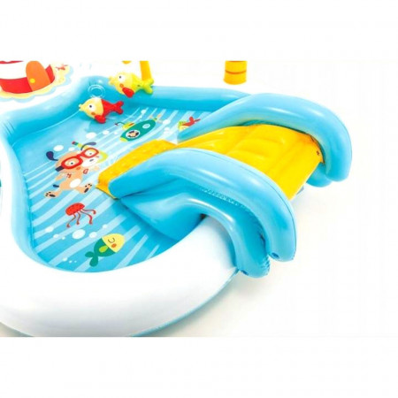 Piscină gonflabilă cu tobogan pentru copii Barcă de pescuit Intex, dimensiune 218 x 188 x 99 cm poza 2