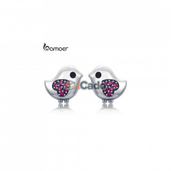 Cercei din argint Lovely Little Bird Clear CZ