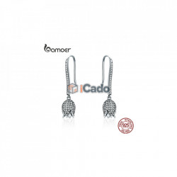Cercei din argint Dazzling CZ Tulip Flower Petal