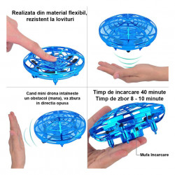 Mini Dronă OZN, UFO cu 5 senzori și lumini, Farfurie Zburătoare model HJ2088 poza 3
