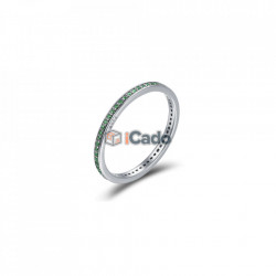 Inel din argint Luminous CZ Round - BAMOER Authentic 925 verde