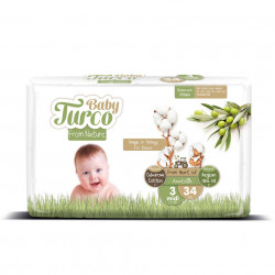 Set 34 Scutece Bumbac, Vegane pentru Bebeluși 5 - 9 Kg Numărul 3