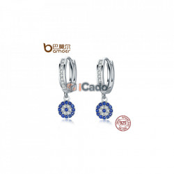 Cercei din argint Round Blue Clear Cubic Zircon Crystal Drop