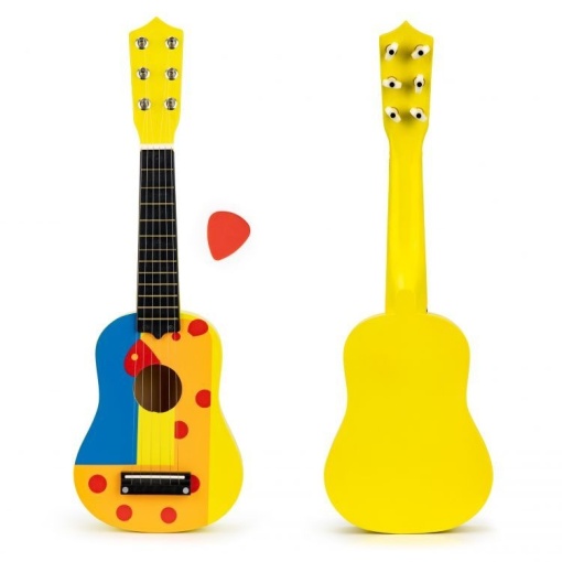 Drvena gitara za djecu sa metalnim žicama cube yellow