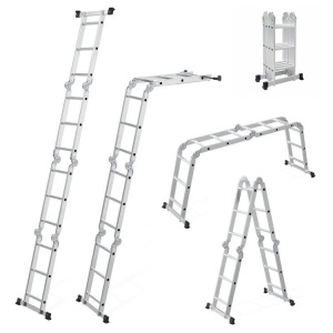 Aluminijumske višenamjenske merdevine 4x3, sa šarkama, sklopive, nosivost 150 kg, ModernHome