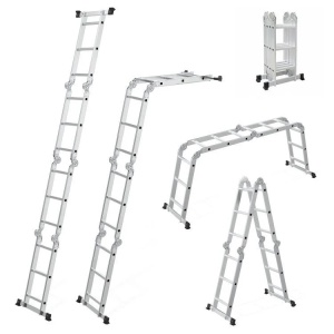 Aluminijumske višenamjenske merdevine 4x3, sa šarkama, sklopive, nosivost 150 kg, ModernHome