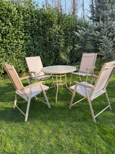 BAŠTENSKA GARNITURA SET 4 STOLICE + STO BEŽ BOLZZ - Img 4