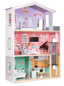DRVENA KUĆICA ZA LUTKE SA LIFTOM - ECOTOYS CANDY RESIDENCE - Img 3