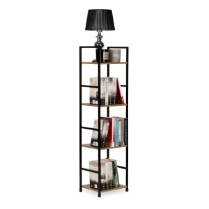 Drvena polica sa metalnim LOFT okvirom, 4 nivoa, u boji hrasta - ModernHome - Img 3