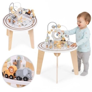 Drveni 5u1 edukativni interaktivni sto za djecu – lavirint, perlice na žici (rolerkoster), vozić, ogledalo, ECOTOYS