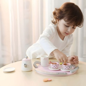 Drveni set za čaj šolje čajnik 15 komada ECOTOYS - Img 6