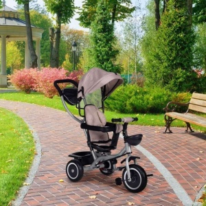 ECOTOYS 2U1 TRICIKL SA ROTIRAJUĆIM SJEDIŠTEM I SKLOPIVOM TENDOM BEIGE - Img 3
