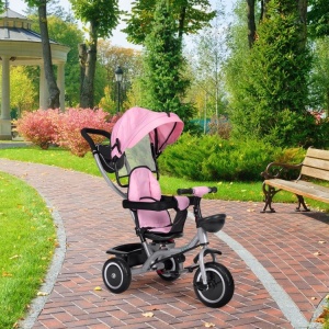 ECOTOYS 2U1 TRICIKL SA ROTIRAJUĆIM SJEDIŠTEM I SKLOPIVOM TENDOM PINK - Img 7