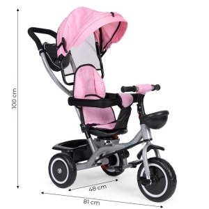 ECOTOYS 2U1 TRICIKL SA ROTIRAJUĆIM SJEDIŠTEM I SKLOPIVOM TENDOM PINK - Img 8