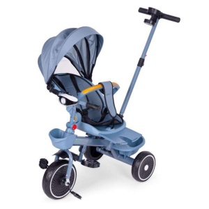 ECOTOYS TRICIKL ZA DJECU SA ROTIRAJUĆIM SJEDIŠTEM, GURAJUĆIM RUKOHVATOM I TENDOM BLUE - Img 3