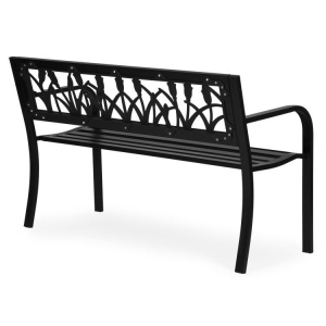 Metalna baštenska klupa 120×50 cm sa dekorativnim naslonom, crna - MultiGarden - Img 6