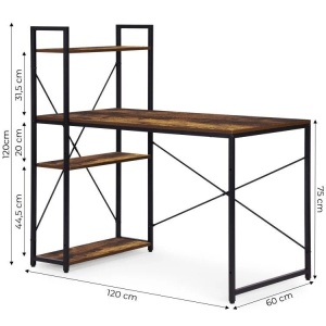 Radni sto 120x60 cm sa policama Loft Style ModernHome - Img 8