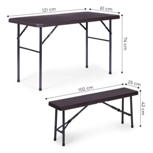 Sklopivi set 120 cm Sto sa 2 Klupe banquet – BROWN - Img 5