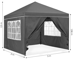 Baštenski šator/paviljon 3×3 m, automatski rasklopiv, sa 4 bočne stranice crni – MultiGarden - Img 10