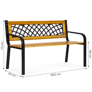Drvena baštenska klupa sa rešetkastim naslonom 118×52 cm - MultiGarden - Img 9