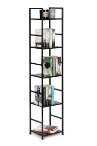 Drvena polica sa metalnim okvirom u LOFT stilu, 5 nivoa, crna- ModernHome - Img 3