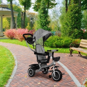 ECOTOYS 2U1 TRICIKL SA ROTIRAJUĆIM SJEDIŠTEM I SKLOPIVOM TENDOM GREY - Img 3