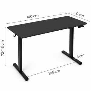 Električni radni sto 140 × 60 cm sa podesivom visinom 72–118 cm, crni – ModernHome - Img 9